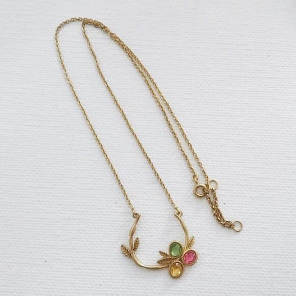 Leaf Branch U Shaped Pendant Necklace - Picture 3 of 4